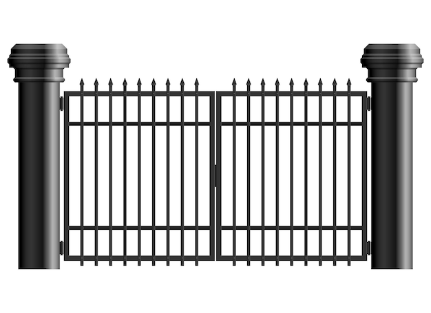 Vektor realistisches stahltor isoliert auf weißem hintergrund
