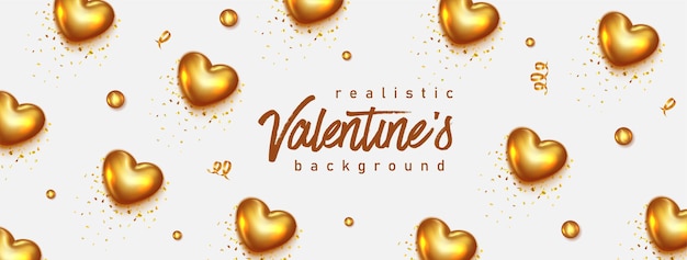 Realistisches valentinstagbanner mit herzen