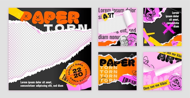 Realistisches zerrissenes Instagram-Post-Design