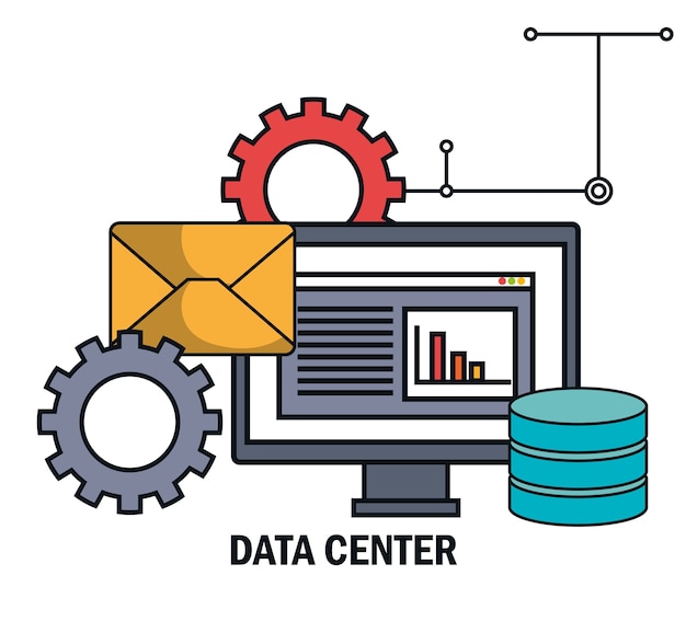 Vektor rechenzentrum e-mail arbeit isoliert