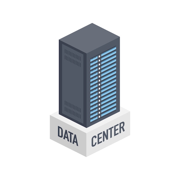 Rechenzentrum. Mainframe-Service-Banner, Server-Rack. Serverraumkonzept, Datenbankzentrum. Illustration.