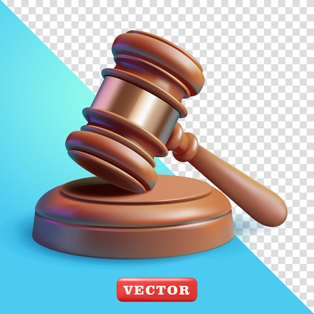 Recht Hammer 3D-Vektor geeignet für Rechtsgeschäfte und Design-Elemente