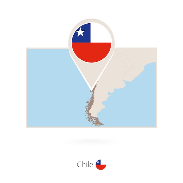 Rechteck-Karte von Chile mit Pin-Symbol von Chile