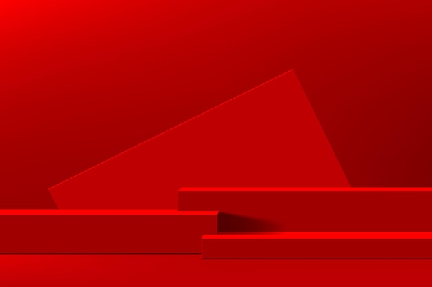 Rechteck rotes chinesisches podium realistische 3d-bühne