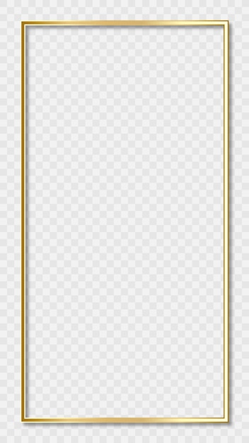 Rechteckige goldene rahmengeschichte auf transparentem hintergrund