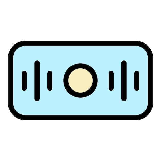 Rechteckiges smart-speaker-symbol umriss des rechteckigen smart-speaker-vektorsymbols in farbe, flach isoliert