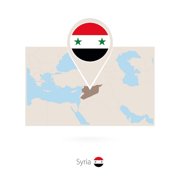 Vektor rechteckkarte syriens mit einem pinsymbol syriens