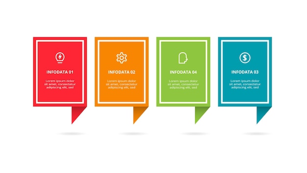 Rechteckkonzept für infografik mit 4 schritten optionen teile oder prozesse visualisierung von geschäftsdaten