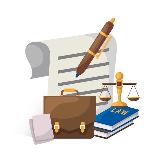 Rechts- und Justizillustrationsdesign für Anwaltskanzlei