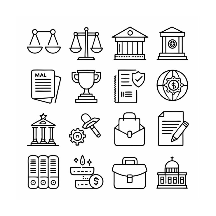 Rechts- und Rechts-Ikonensatz-Vektorillustration