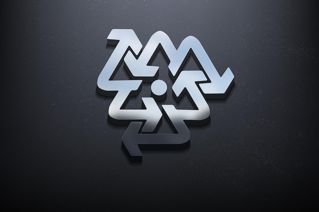 Vektor recyceln sie 3d-logo-design, glänzendes mockup-logo mit strukturierter wand. realistischer vektor