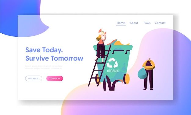 Recycle sort organic garbage landing page.