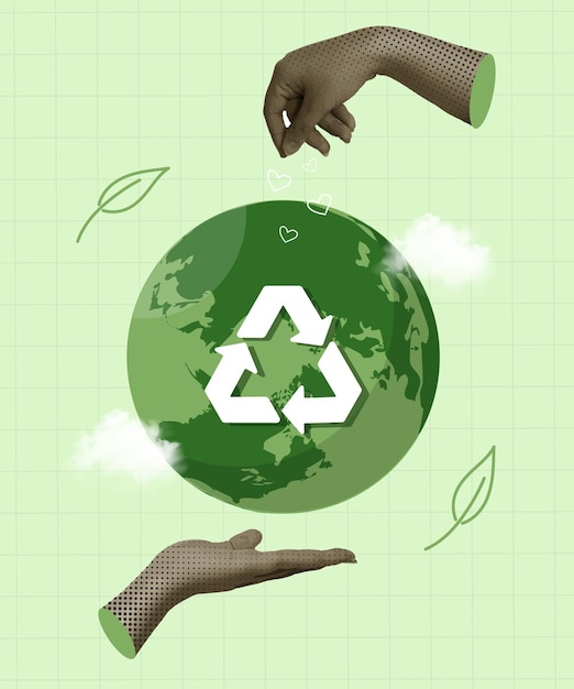 Recycling-Hände um eine nachhaltige Erde Konzept Vektor-Illustration