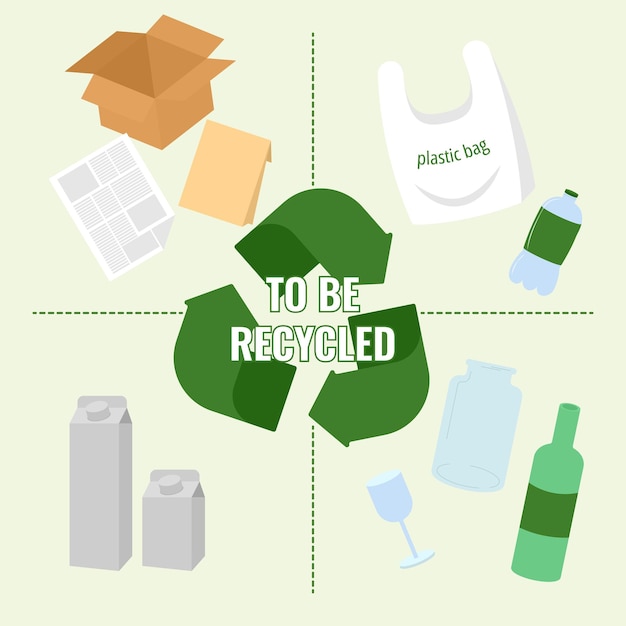 Vektor recycling-konzept-vektor-illustration flachdesign für banner-poster usw.