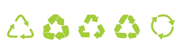 Recycling-zeichen gesetzt. grünes recycling-symbol isoliert auf weiß. ökologie-icon-set-vektor-design