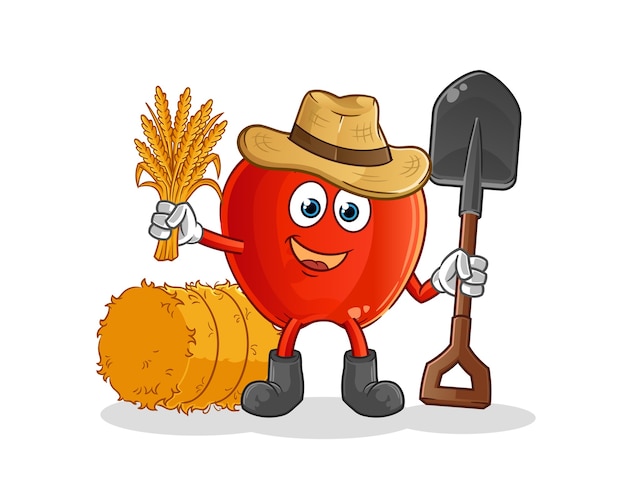 Red Apple Farmer Cartoon Maskottchen