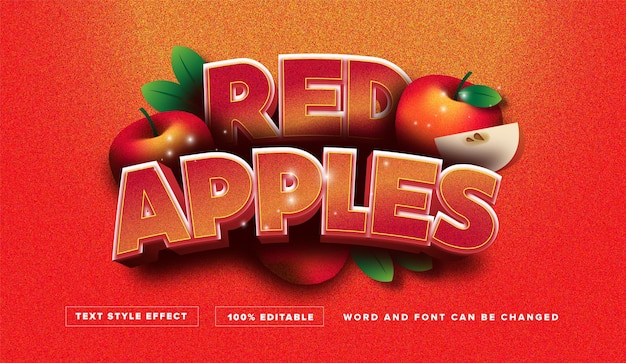 Vektor red apple text-style-effekt bearbeitbar