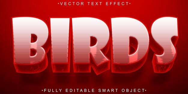Red Cartoon Birds Vector Vollständig bearbeitbares Smart Object Text-Effekt
