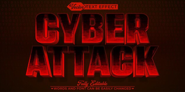 Red Cyber Attack Hacker Vector-Editierbare Texteffektvorlage