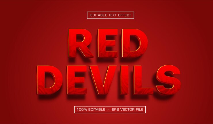 Vektor red devils text-effekt mit reds-stil