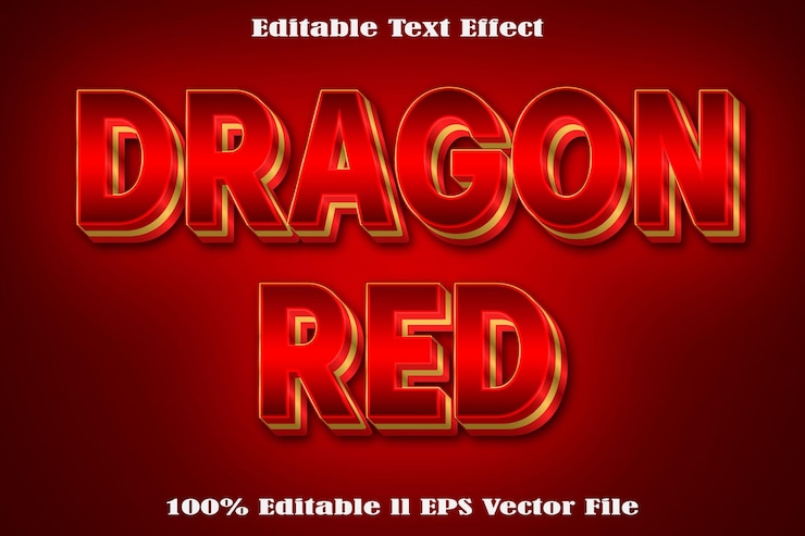 Vektor red dragon editable text-effekt