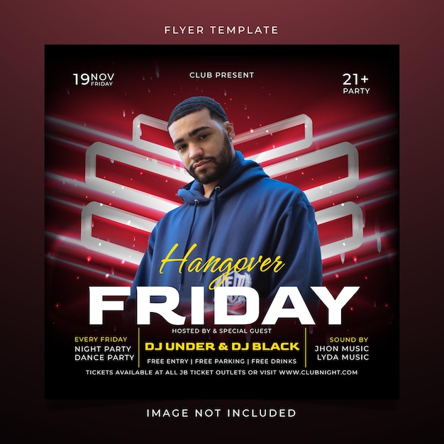 Red Friday Night Party Flyer Vorlage