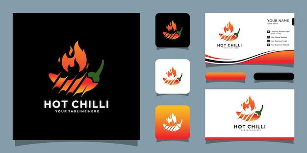 Red Hot chili logo entwirft konzept vektor würziger pfeffer logo entwirft vorlage Premium-Vektor