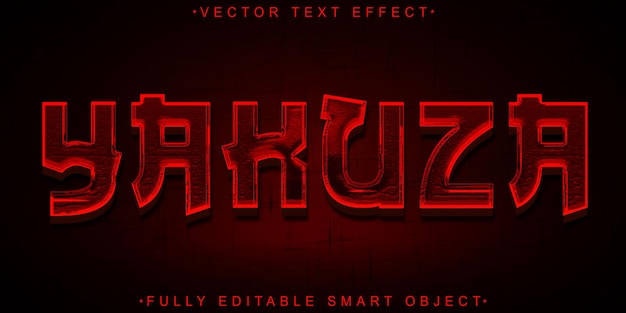 Red Japanese Mafia Yakuza Vector Vollständig bearbeitbare Smart Object Text-Effekt