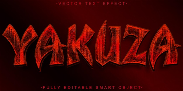 Red Japanese Mafia Yakuza Vector Vollständig bearbeitbares Smart Object Text-Effekt
