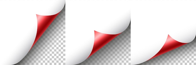 Red paper curl set element für werbung und verkaufsförderung vektorillustration