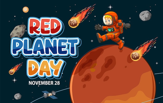 Red planet day banner-design