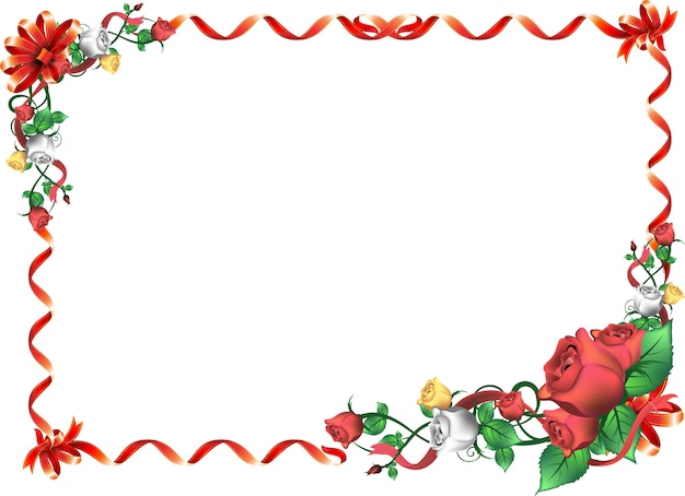 Red Ribbon Frame mit Rosen Grenze