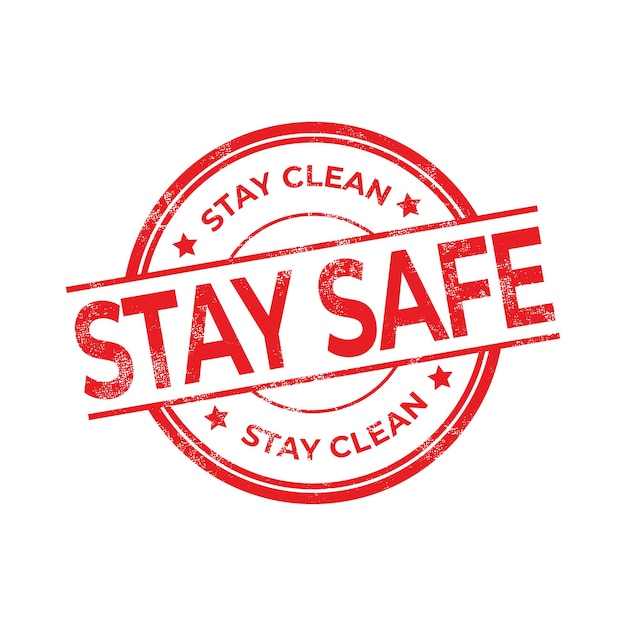 Red Stay Safe Stay Clean Stempel.