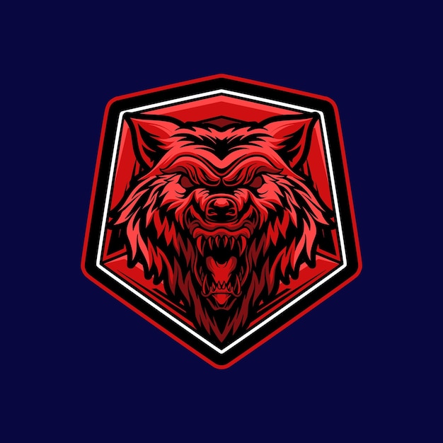 Red wolf maskottchen esport-logo-design