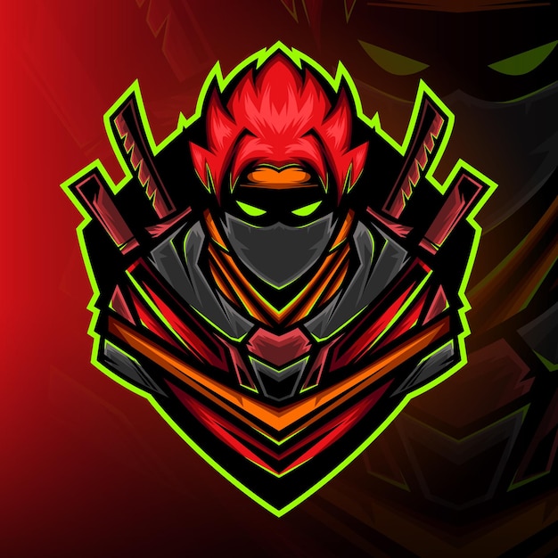 Redz ninja samurai gaming maskottchen logo vektor