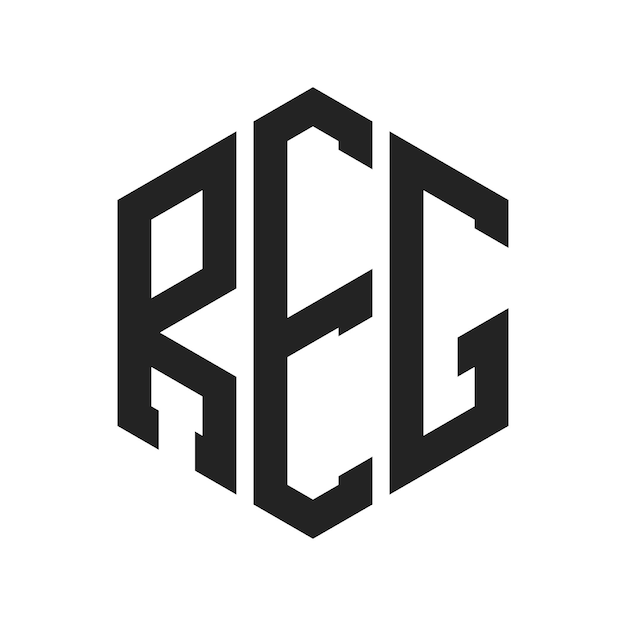 REG-Logo-Design Anfangsbuchstaben REG-Monogramm-Logo in sechseckiger Form