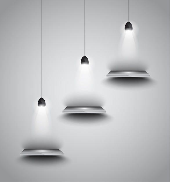 Regale mit 3 strahlern lampe mit gerichtetem licht