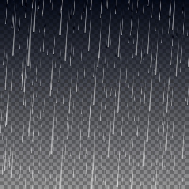 Regen isoliert auf transparentem Hintergrund Realistische Regentropfen Vektor-Illustration