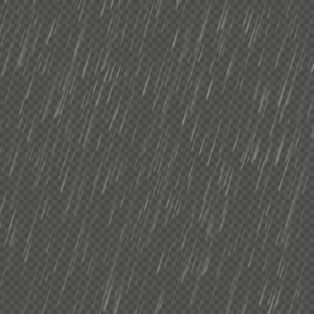 Regen realistischer Winkeleffekt. Transparente Naturniederschlagsvorlage.