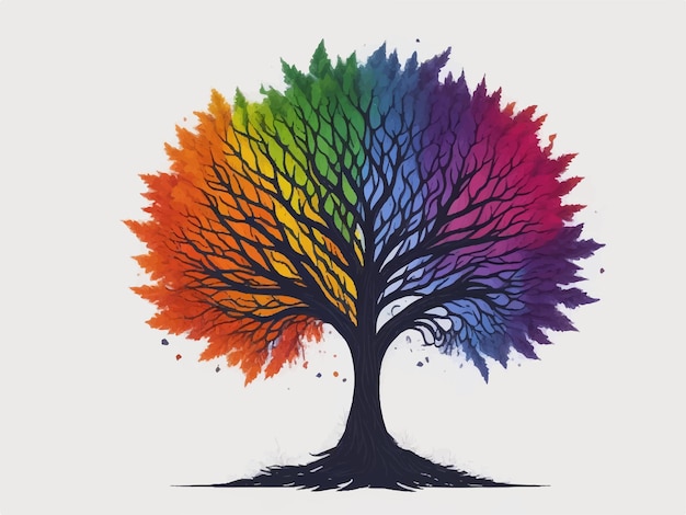 Vektor regenbogen-baum-bild