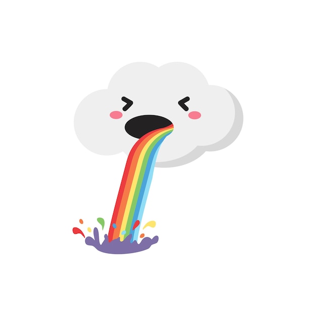 Regenbogen erbrochene wolke cartoon-symbol