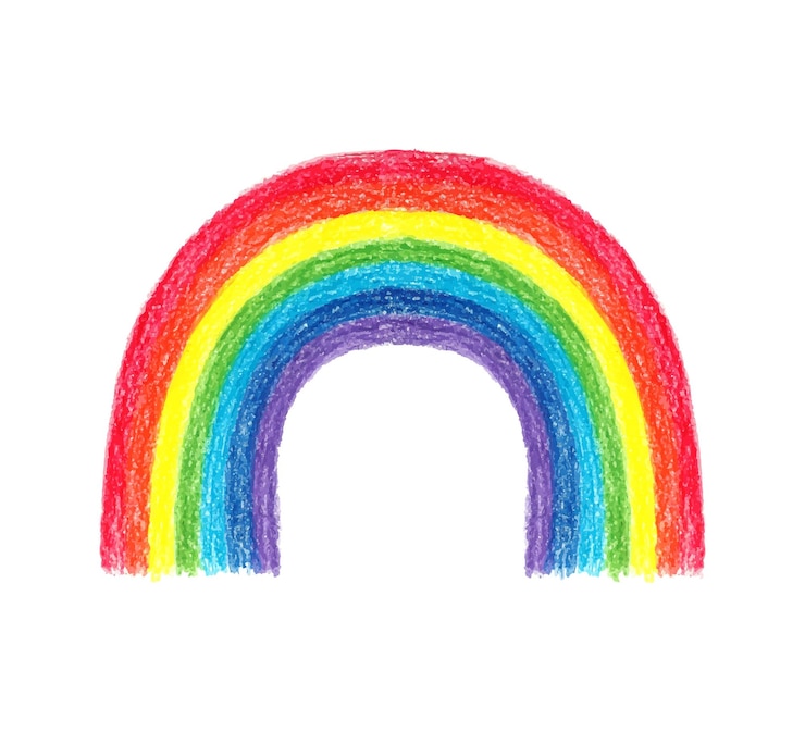 Vektor regenbogen gemalt mit buntstiftkindermalerei