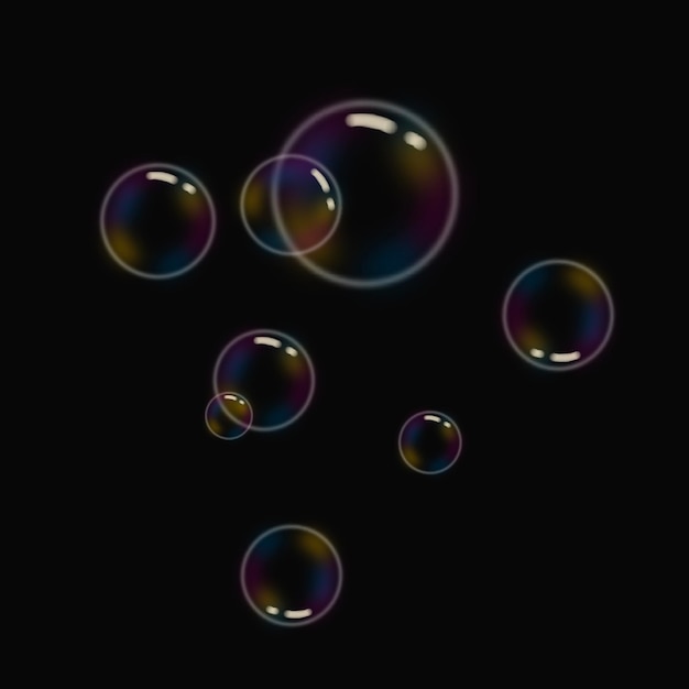 Regenbogen-Seifenblasen auf schwarzem Hintergrund kühlem Tapeten