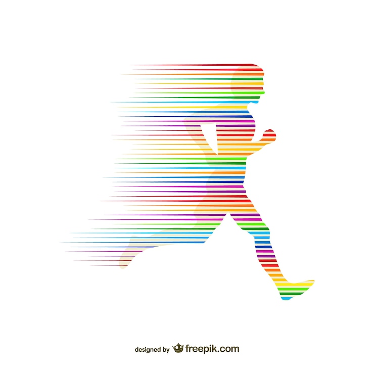 Vektor regenbogen silhouette lauf