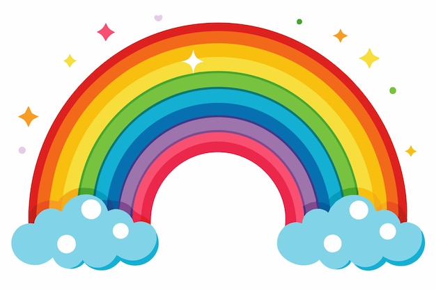 Regenbogen über Wolken mit Sternen und Herzen