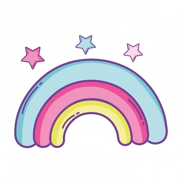 Regenbogen und Sterne Cartoon