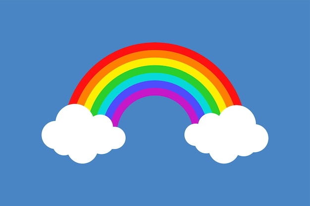 Regenbogen und Wolken auf blauem Hintergrund Vektor