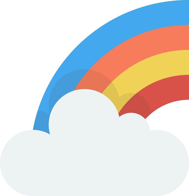 Vektor regenbogen- und wolkenillustration im minimalen stil