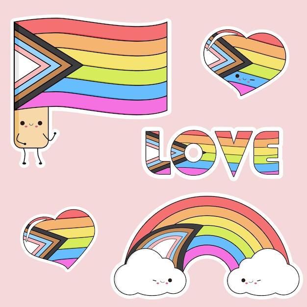 Regenbogenfahne, Liebe, Regenbogen, Herzen LGBT, Kawai, süße Gegenstände.