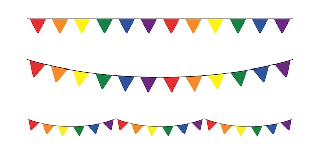 Regenbogenfarbene Partyflaggen LGBTQI-Konzept Flache Vektorillustration